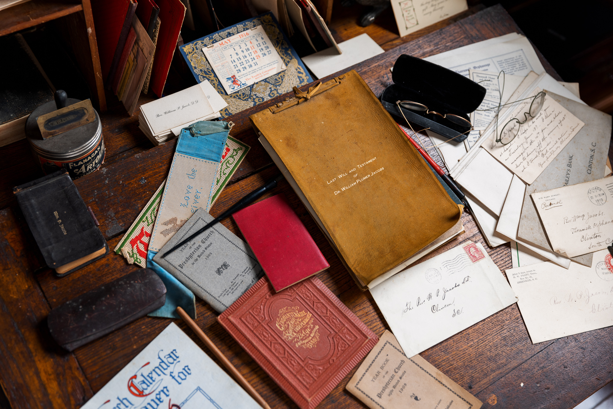 Old books and papers from Dr. William Plumber Jacobs, Presbyterian College Founder.