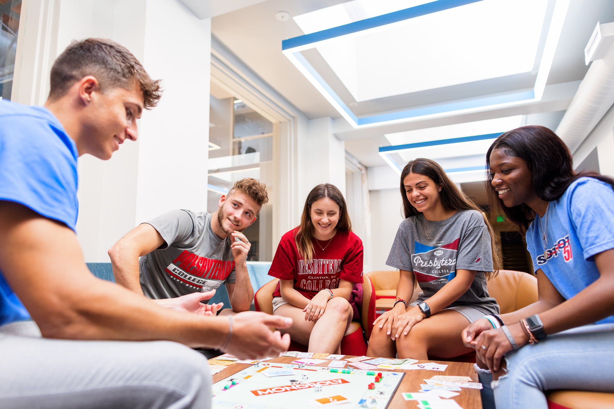 Presbyterian College students playing a game in Springs Student Center.
