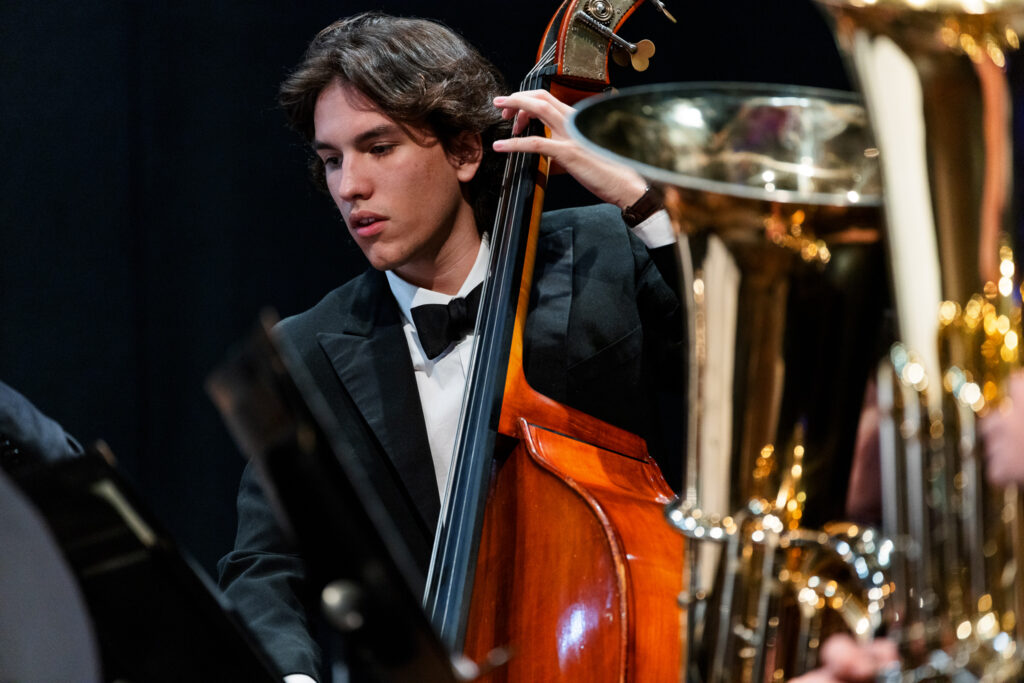 Presbyterian College student playing the cello. 