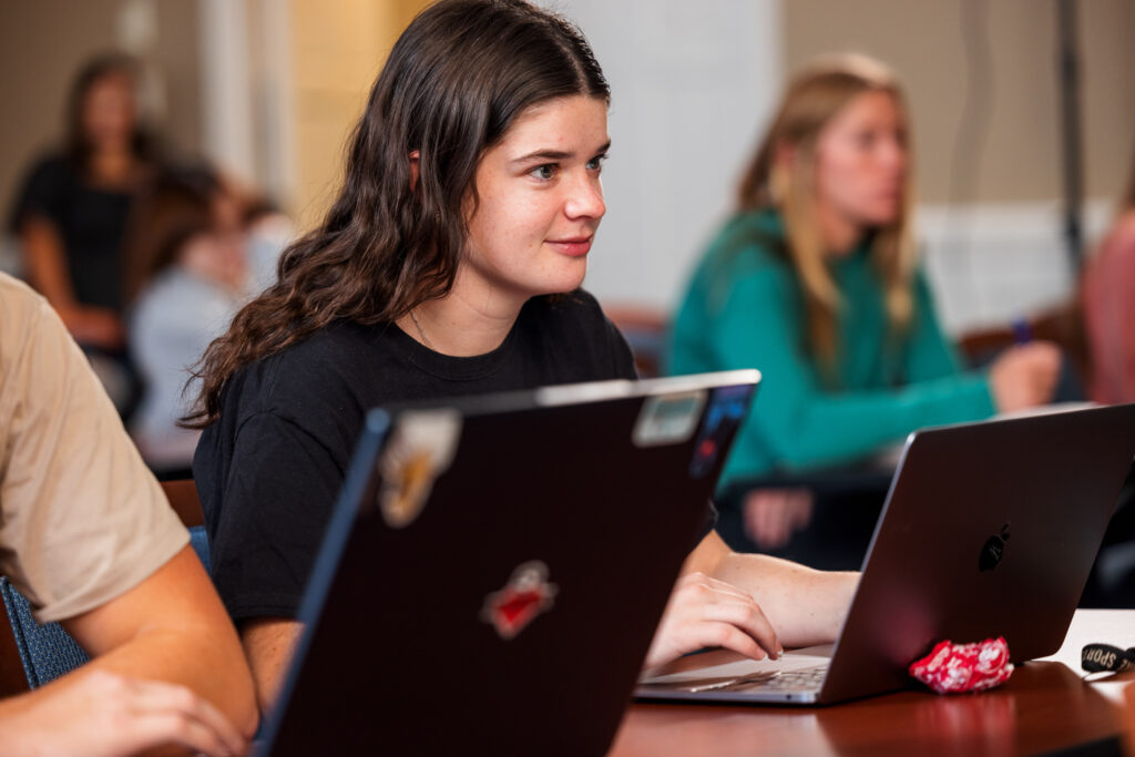 PC student in class. 