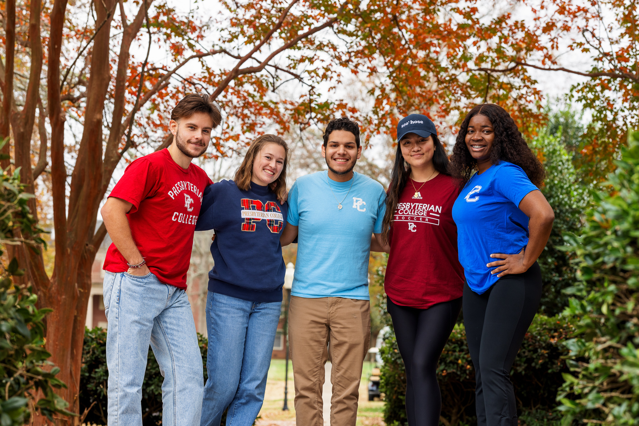 Presbyterian College students hanging out for a photo.