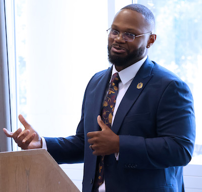 Anthony Dickey, a 2016 graduate of Presbyterian College, gave the keynote address at his alma mater's Mosaic Celebration for students served by the college's Justice, Equity, Diversity, and Inclusion division.