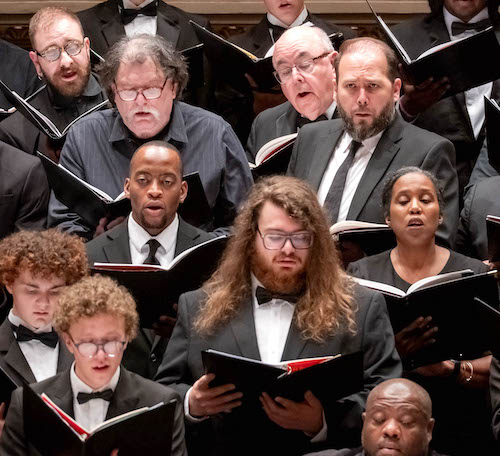 Choir members from Presbyterian College, the Laurens County Chorale, and other groups perform at Carnegie Hall.