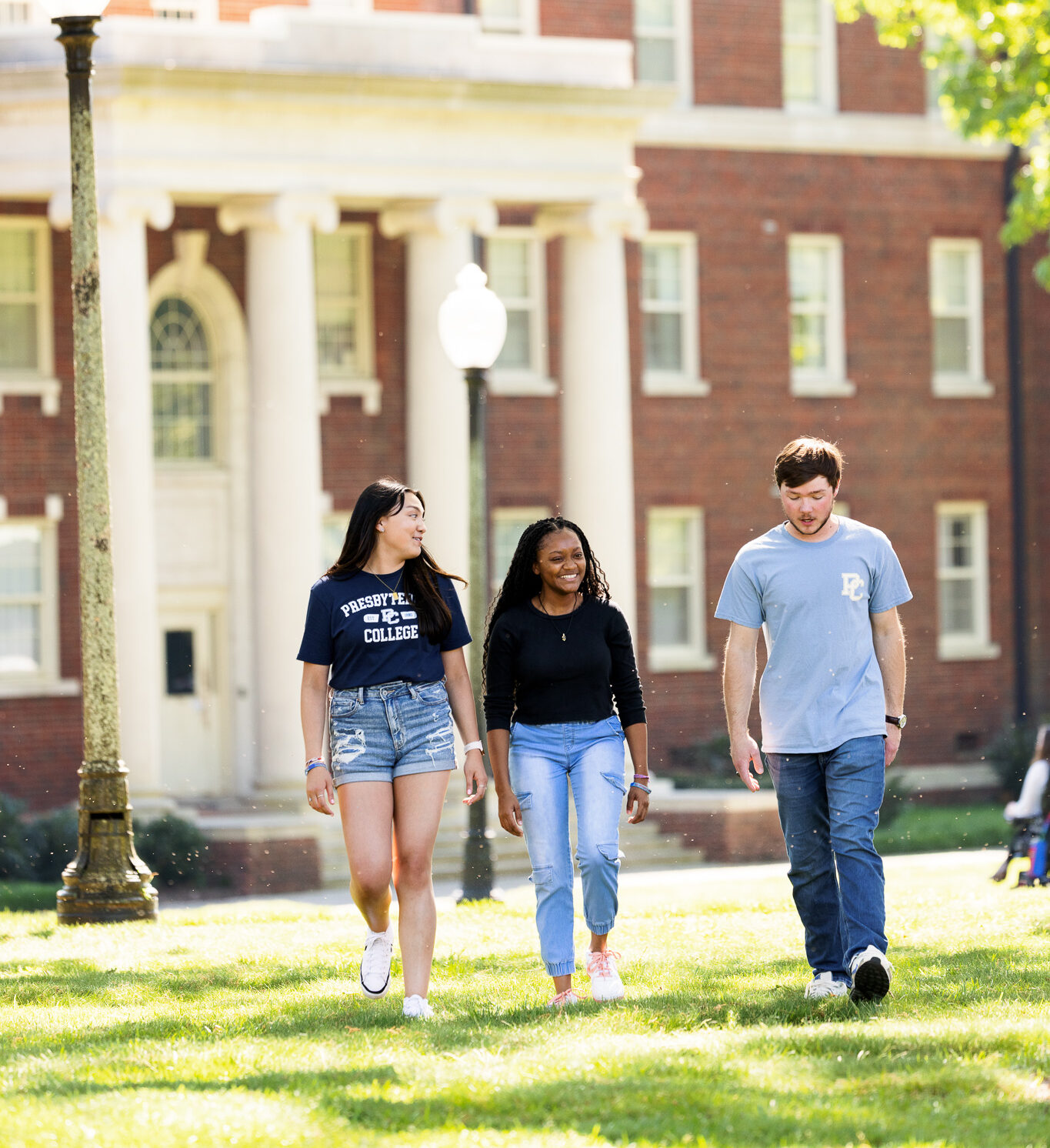 Students walking through campus.