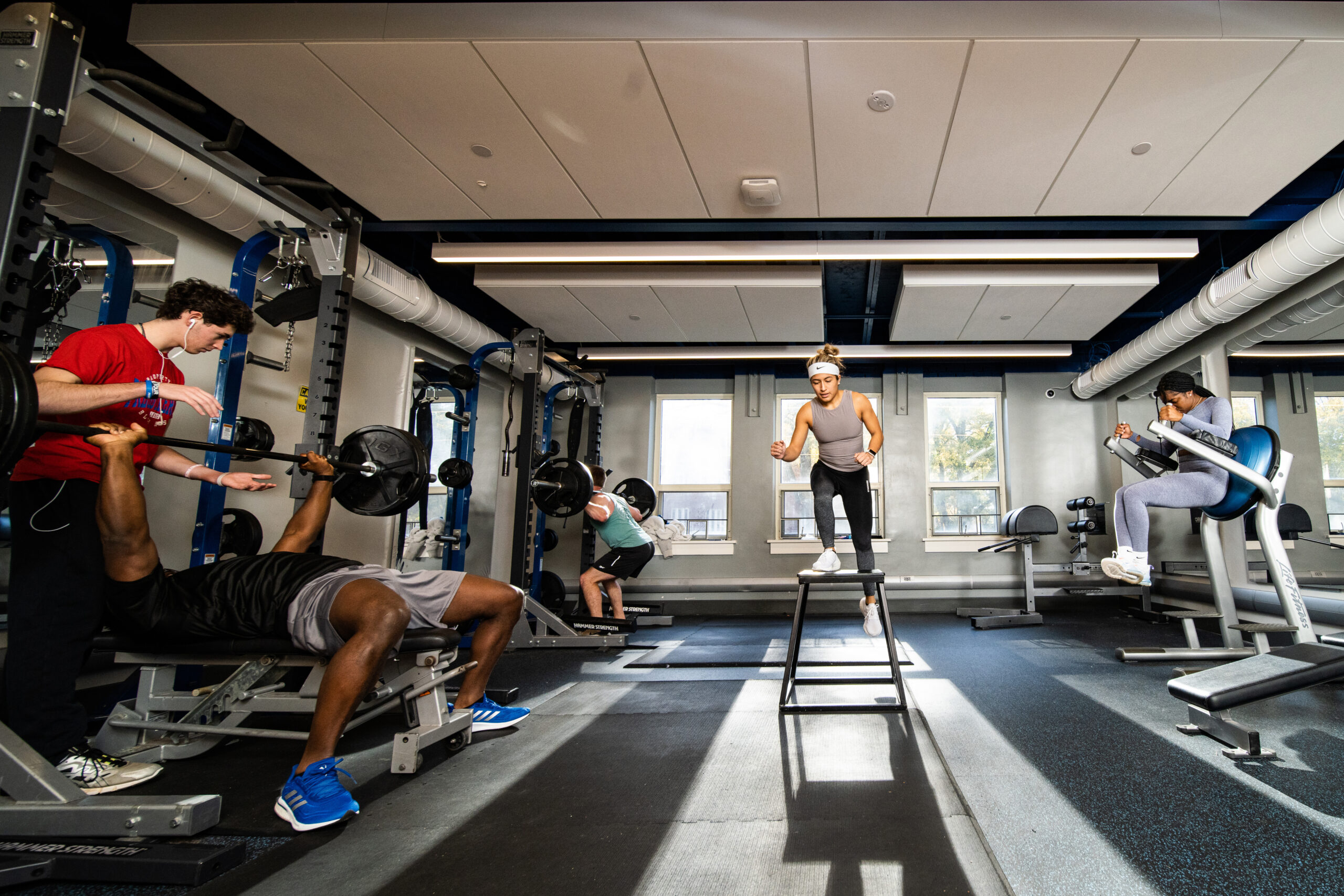 Students working out in the fitness room