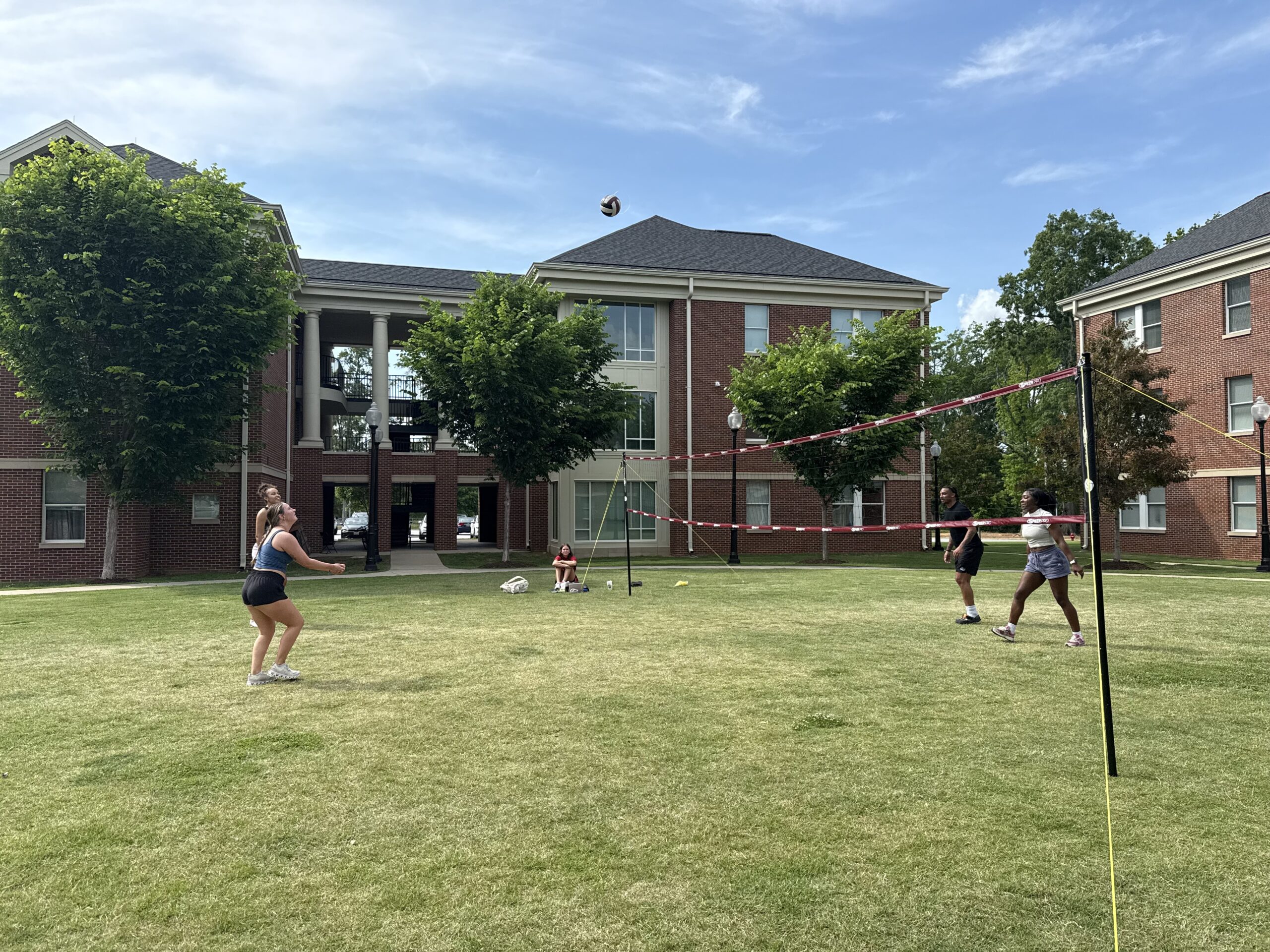 Presbyterian College students playing volleyball outside of Staton Hall.