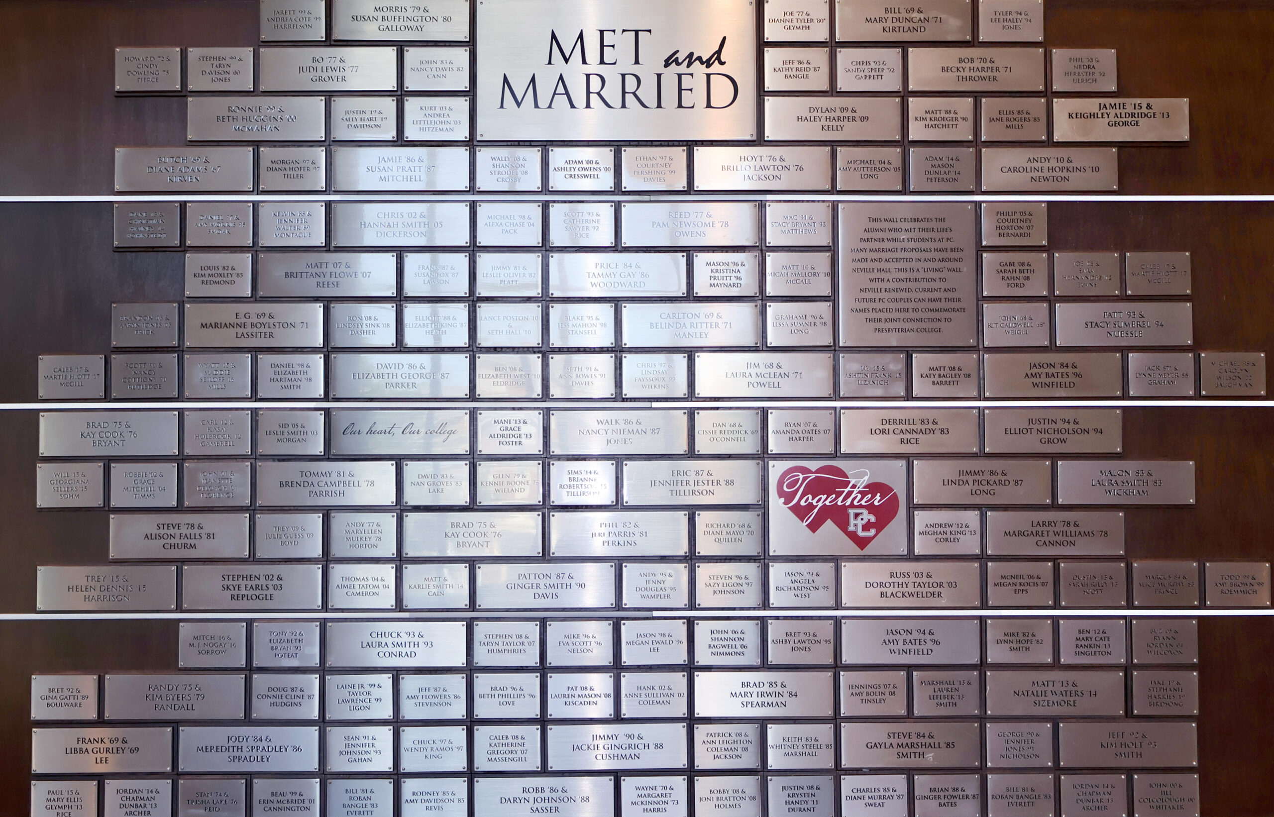 Picture of the Met & Married wall at PC.
