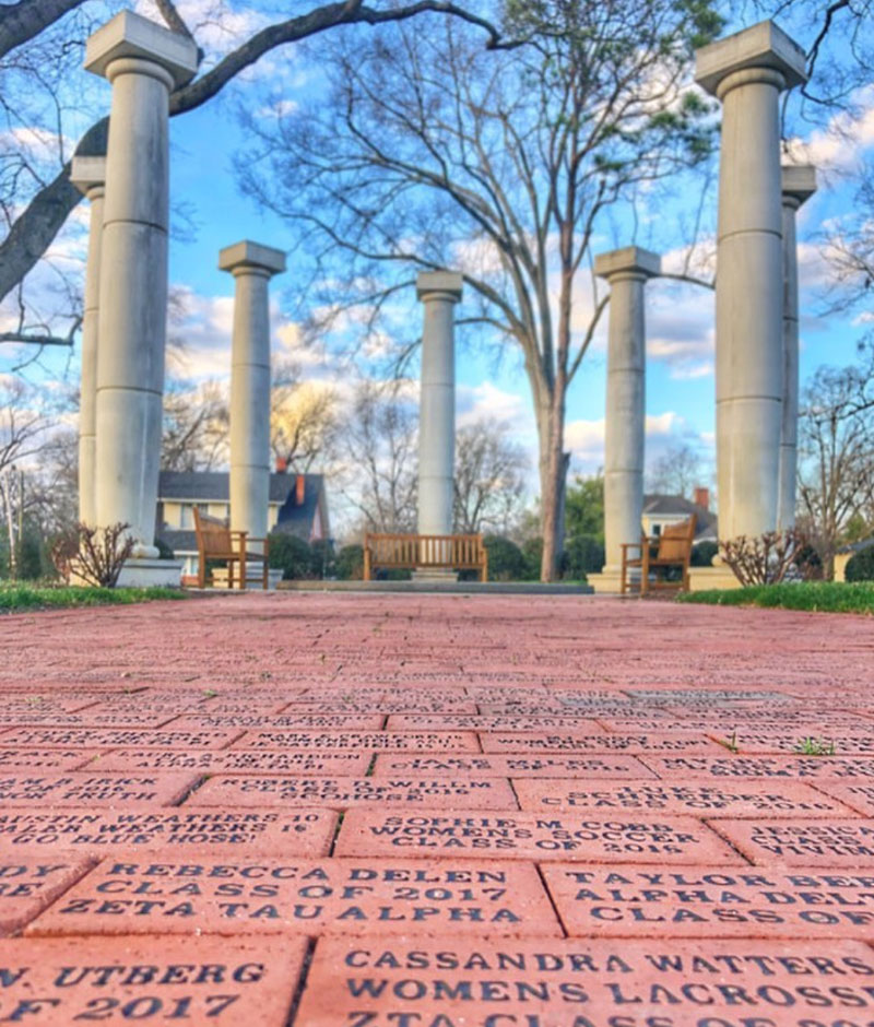 A picture of the bricks at the Alumni Green.