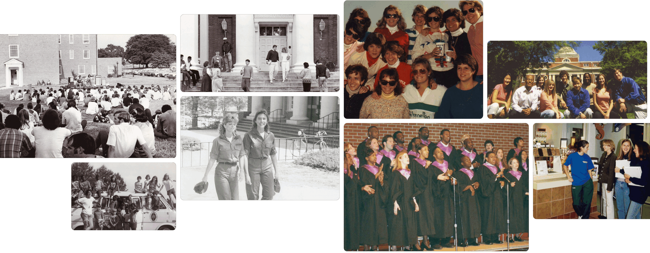 An image carousel of Presbyterian College students throughout the years.