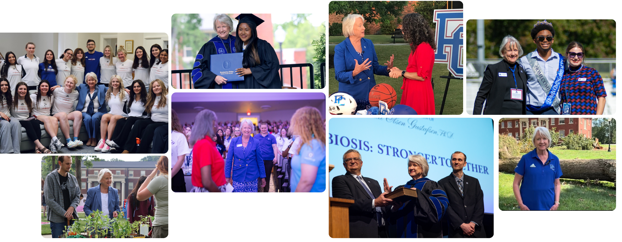Images of President Gustafson at different Presbyterian College events.