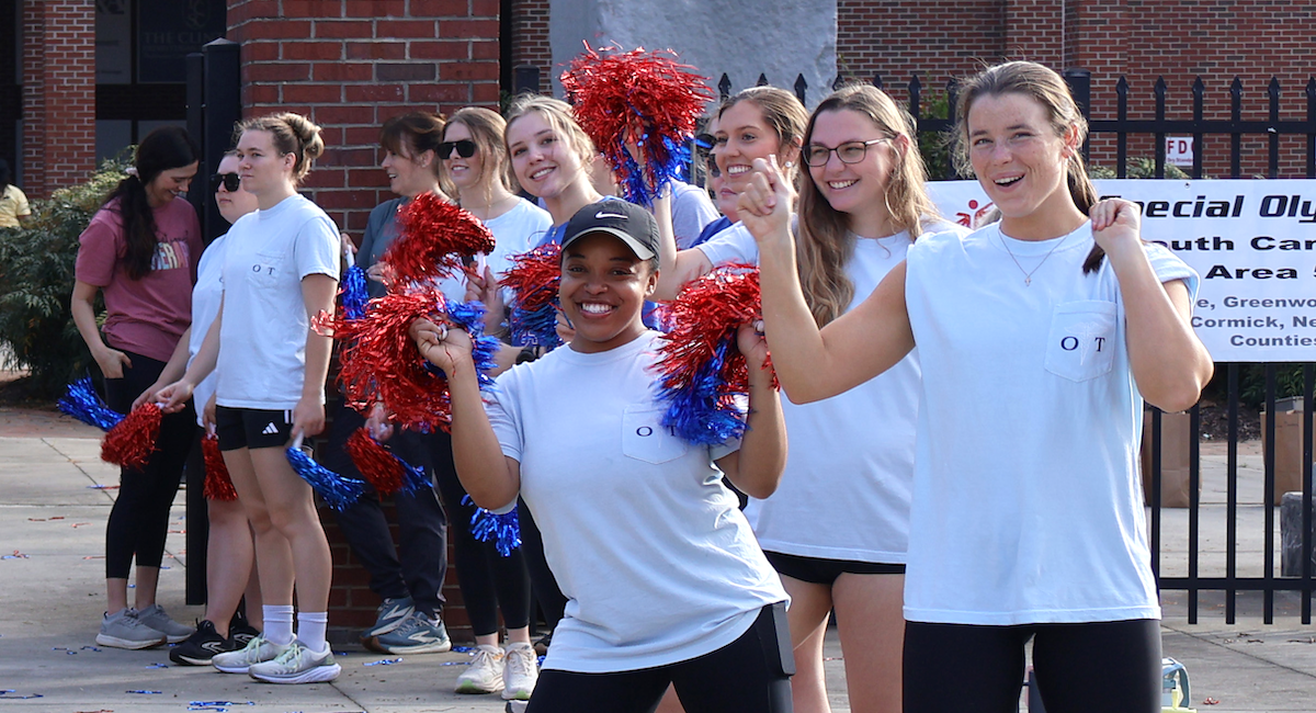 Presbyterian College Occupational Therapy Doctoral students enthusiastically welcome Area 5 Special Olympions on April 4.