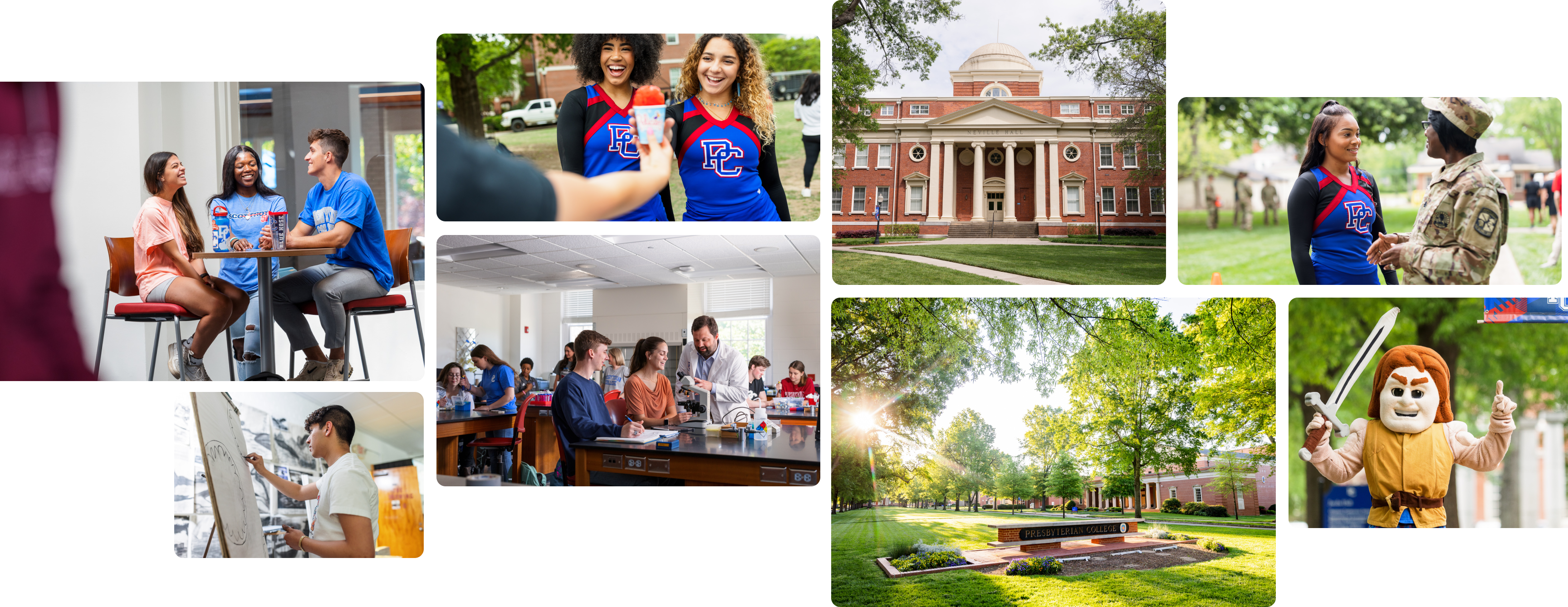 Student Life Collage - campus photos, students smiling. 